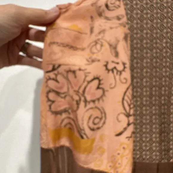 URU Mixed Print Flowy Asymmetrical Tunic Top Womens One Size Silk Boho FLAWED - Picture 12 of 16